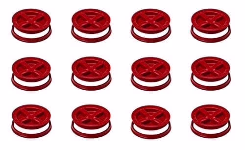 Set of 12 Red Gamma Seal Lids - Leak-Proof, Twist-Lock Tops for 3.5 to 7 Gallon Buckets