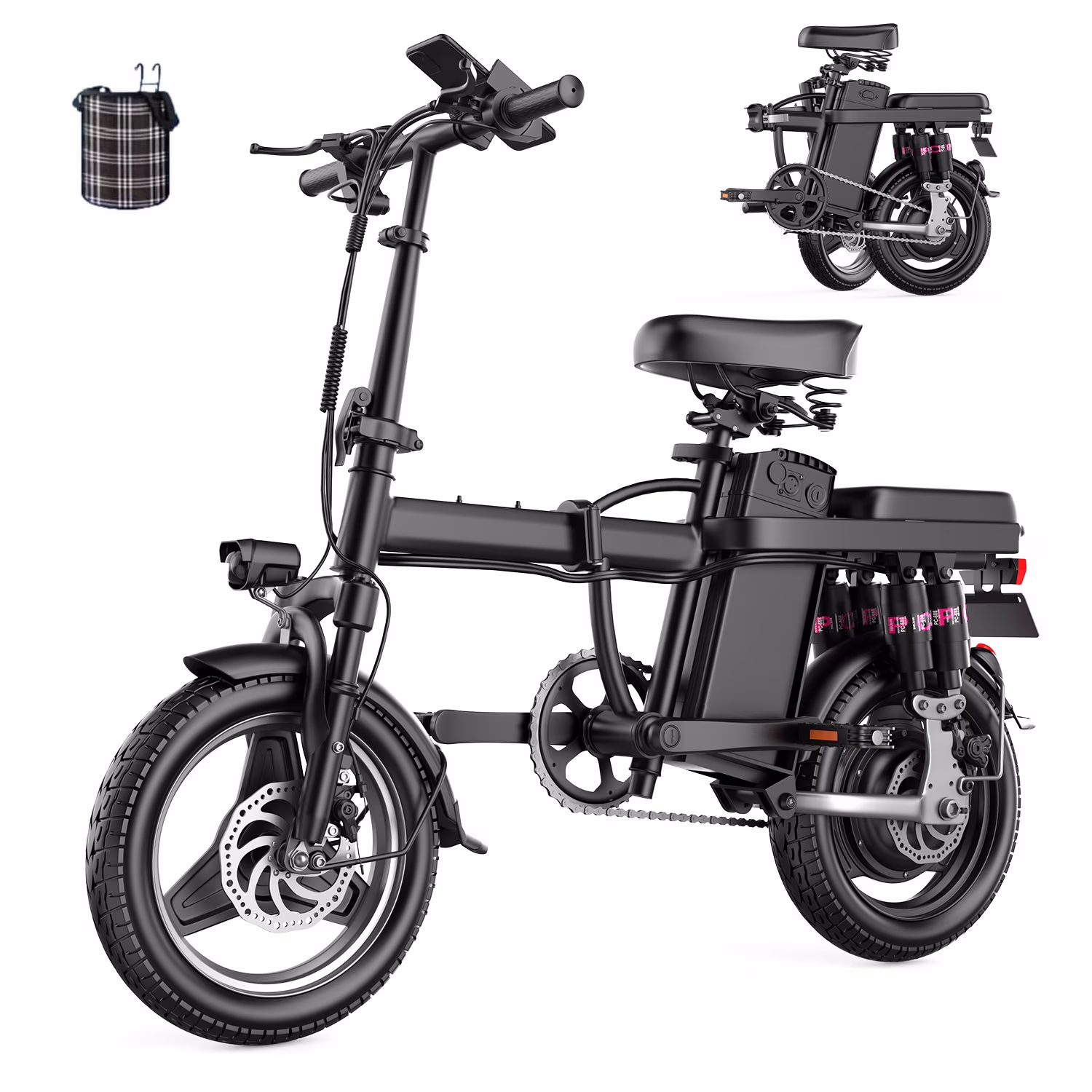 AVBDJOY  14" Folding Electric Bike For Adults Teens, Peak 700W 48V/13AH, Commuter City E Bike