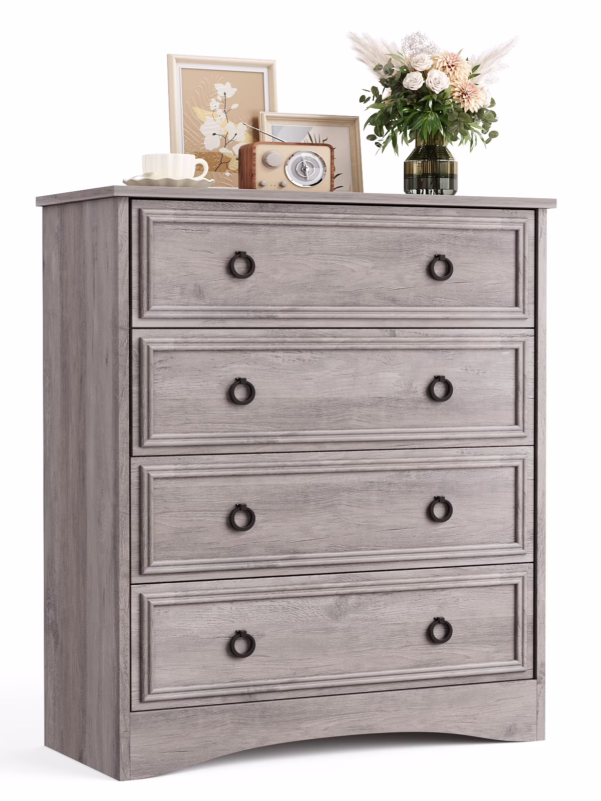 Duerer Modern Drawer Dresser for Bedroom, Living Room, Hallway, Dresser Chest with 4 Drawers, Gray
