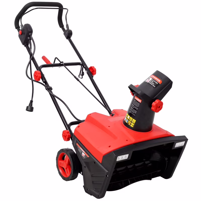 20inch Corded Electric Snow Thrower with LED,120V/60HZ,15 Amp Motor,30FT Throwing Distance